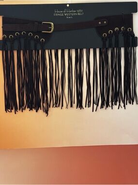 House of Harlow 1960 Dark brown Fringe Belt with Brass Buckle